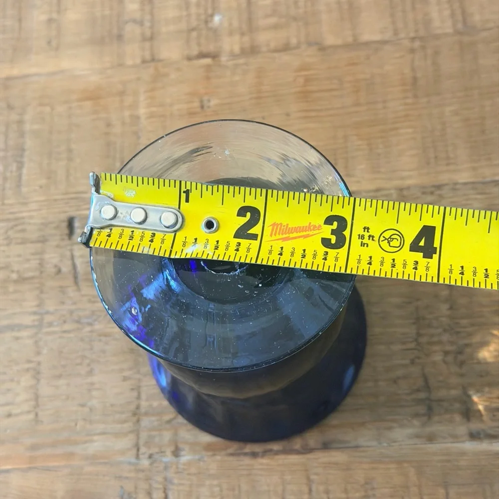 8 Handblown Cobalt Drinking Glasses. 4”T. Pedestal | Vintage | Vibrant | EUC